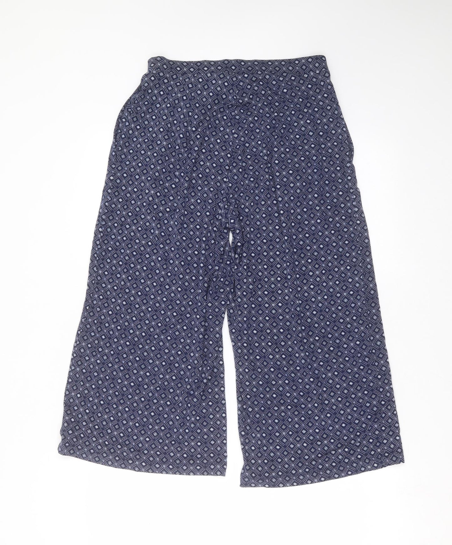 Nutmeg Womens Blue Geometric  Cropped Trousers Size 10 L23 in