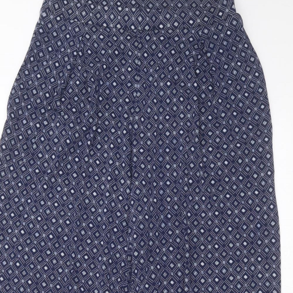 Nutmeg Womens Blue Geometric  Cropped Trousers Size 10 L23 in