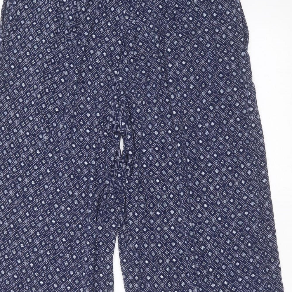Nutmeg Womens Blue Geometric  Cropped Trousers Size 10 L23 in