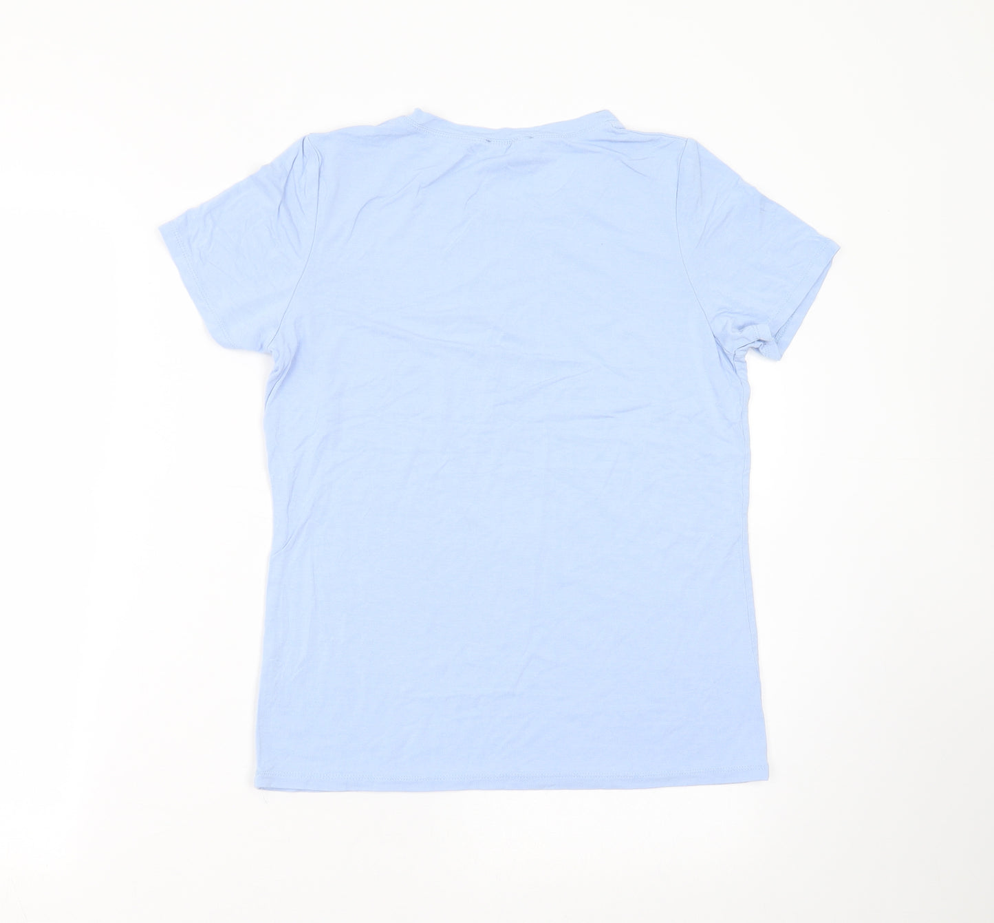 anna rose Womens Blue Geometric  Basic T-Shirt Size S  - beaded