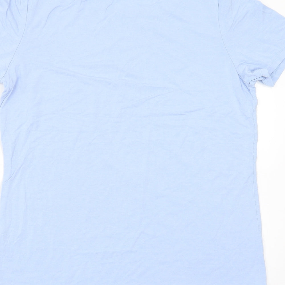 anna rose Womens Blue Geometric  Basic T-Shirt Size S  - beaded