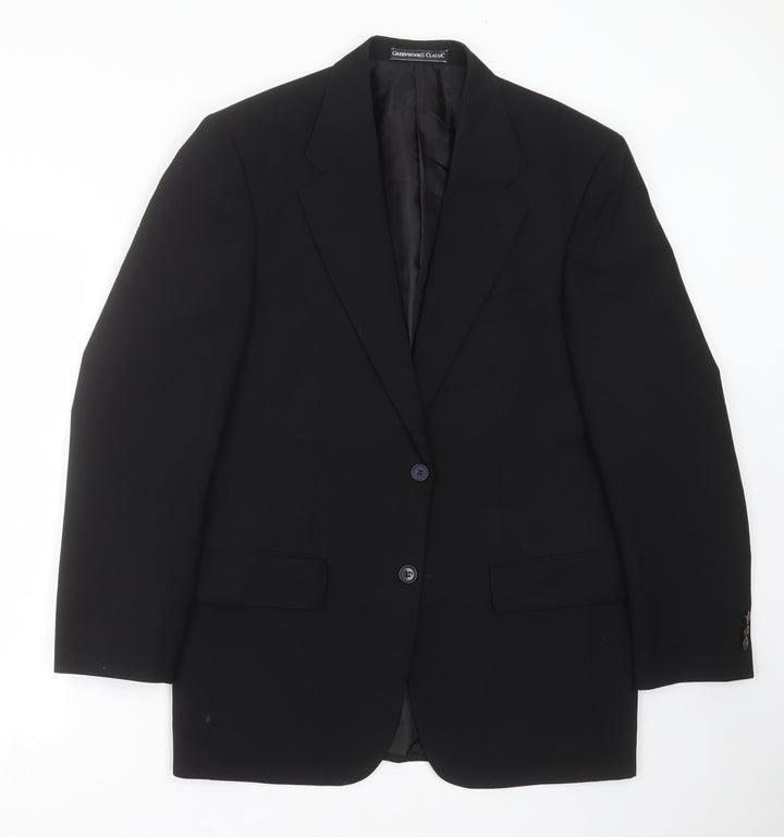 GREENWOODS Mens Black   Jacket Suit Jacket Size 38