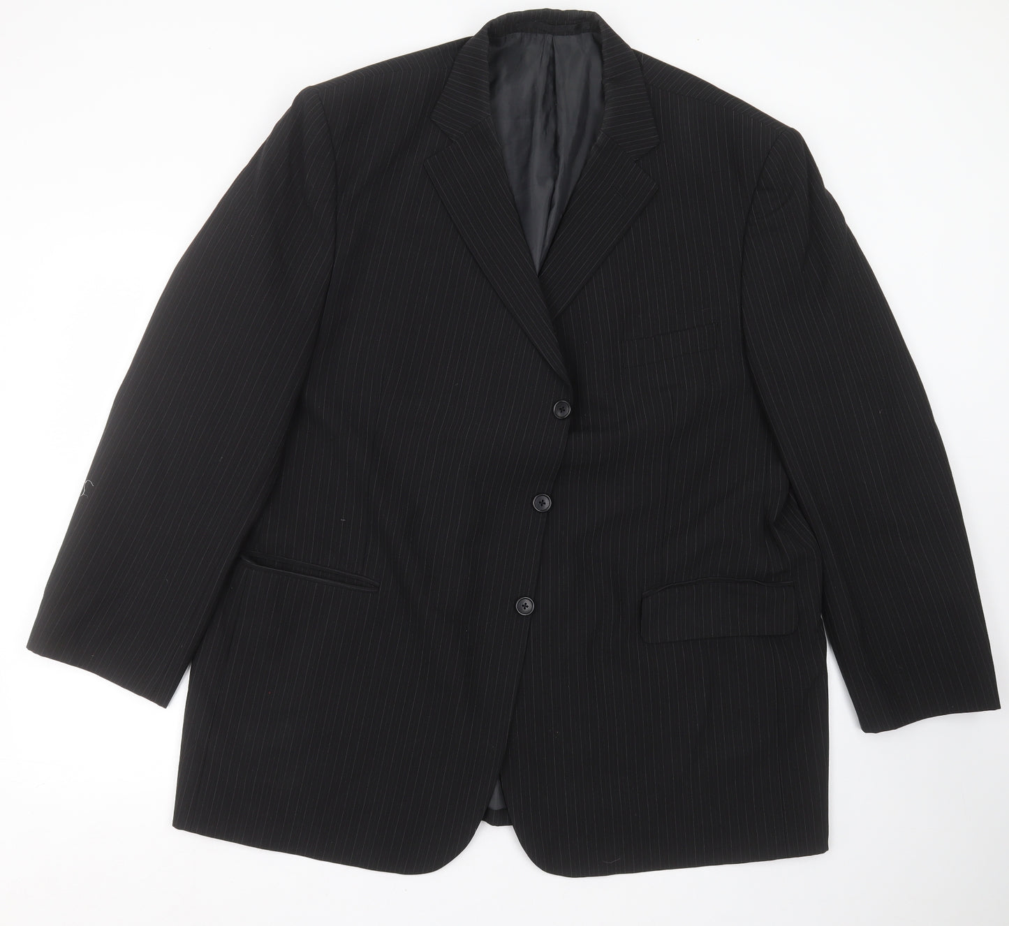 Marks and Spencer Mens Black Striped  Jacket Suit Jacket Size 48