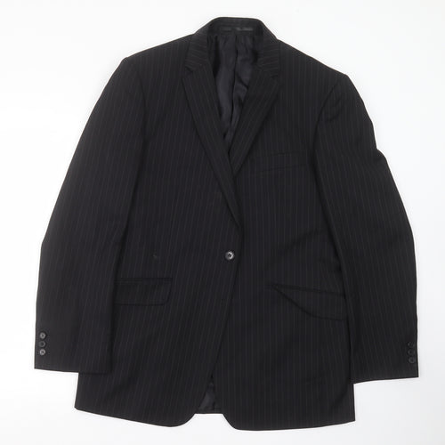 Burton Mens Black Striped  Jacket Suit Jacket Size 40