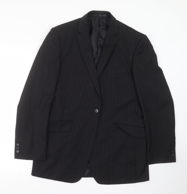 Burton Mens Black Striped Jacket Suit Jacket Size 40