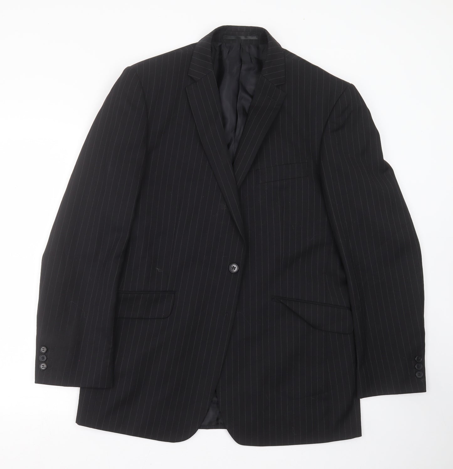 Burton Mens Black Striped  Jacket Suit Jacket Size 40