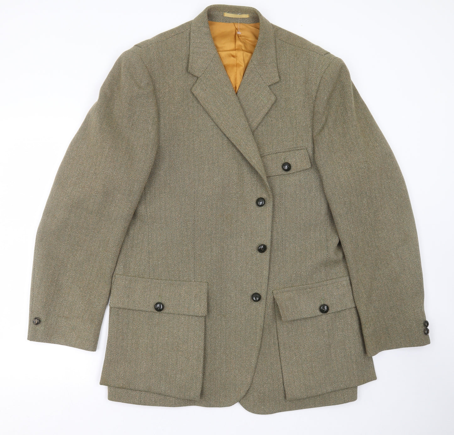 Austin Reed Mens Green Herringbone  Jacket Suit Jacket Size 44