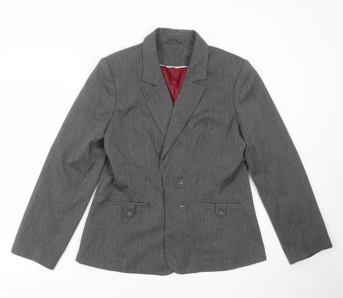 MARK ONE Womens Grey Herringbone  Jacket Suit Jacket Size 16