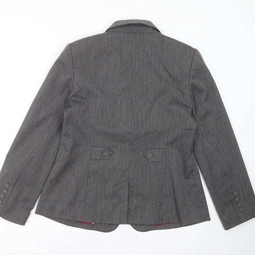 MARK ONE Womens Grey Herringbone  Jacket Suit Jacket Size 16