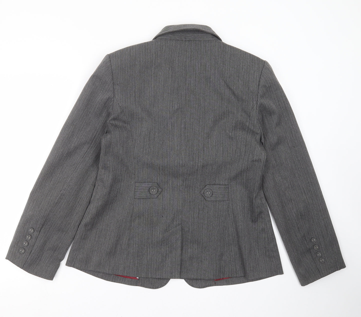 MARK ONE Womens Grey Herringbone  Jacket Suit Jacket Size 16