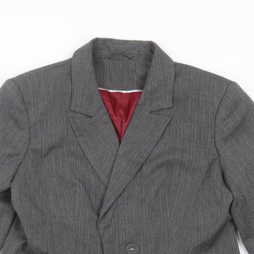 MARK ONE Womens Grey Herringbone  Jacket Suit Jacket Size 16