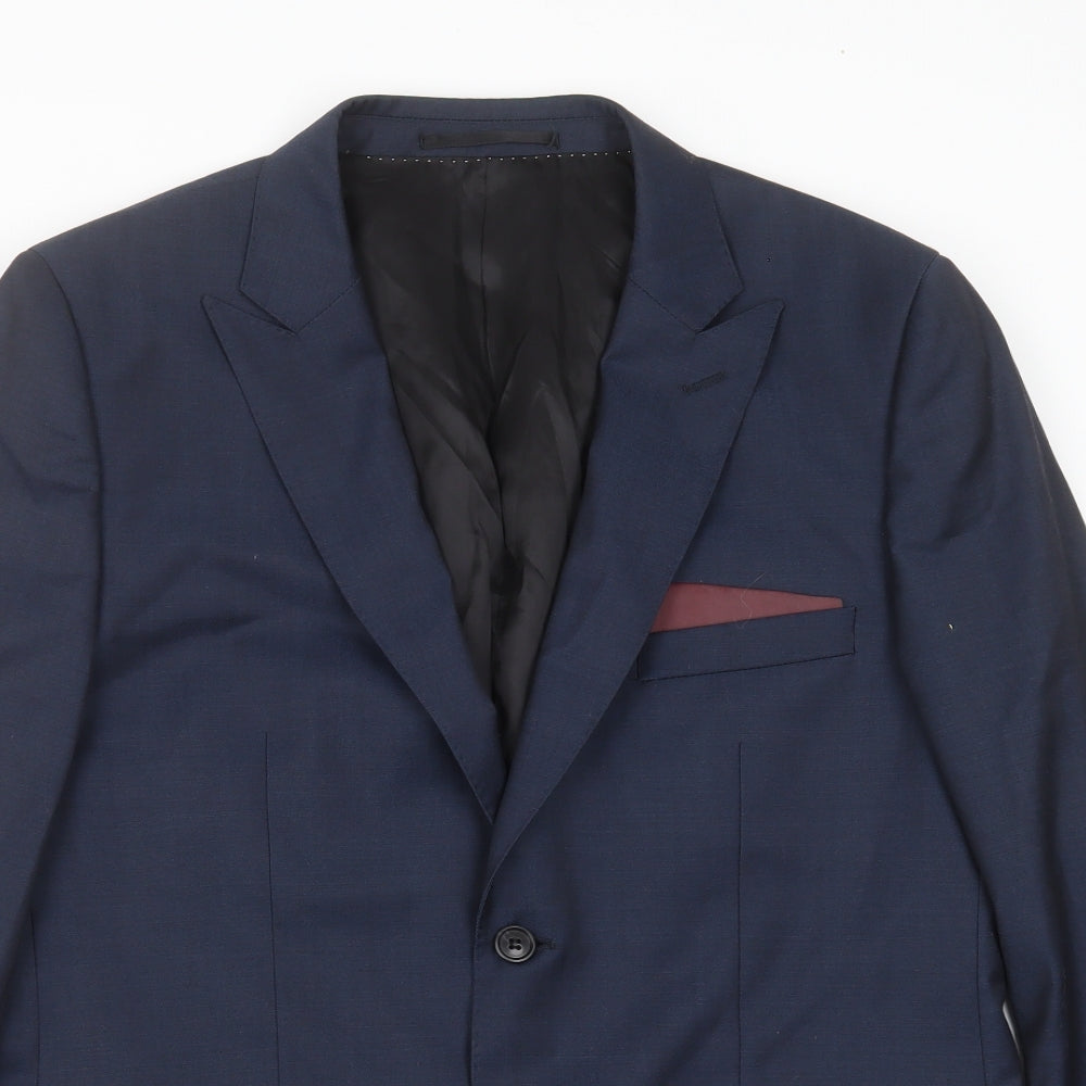 Topman Mens Blue   Jacket Suit Jacket Size 42