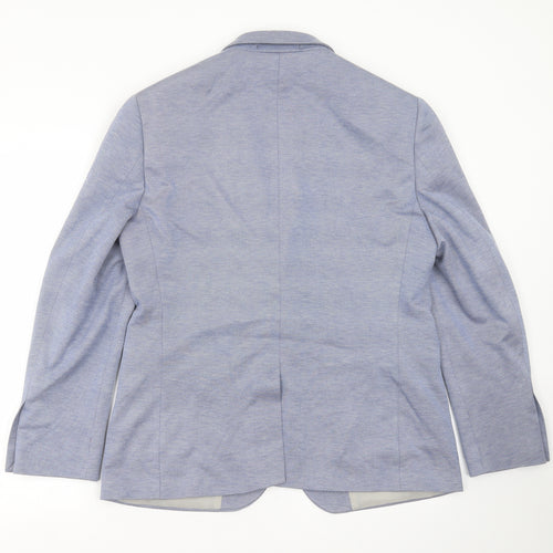 Burton Mens Blue Geometric  Jacket Suit Jacket Size 40