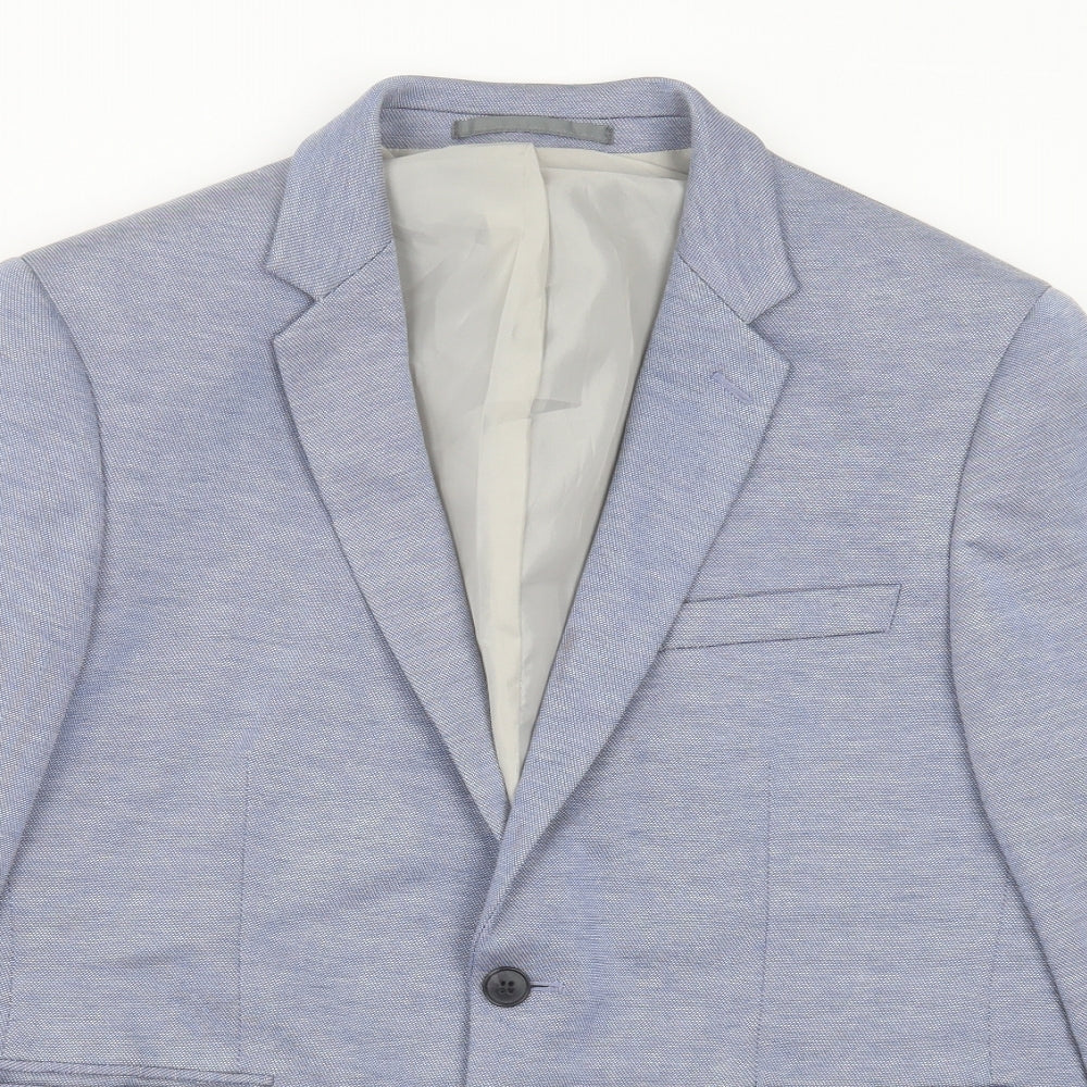 Burton Mens Blue Geometric  Jacket Suit Jacket Size 40