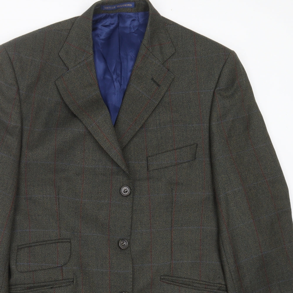 Marks and Spencer Mens Green Herringbone  Jacket Suit Jacket Size 42
