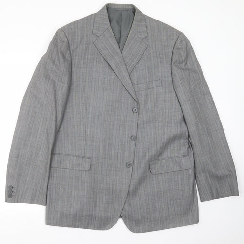 Coleman & Son Mens Grey Herringbone  Jacket Suit Jacket Size 48
