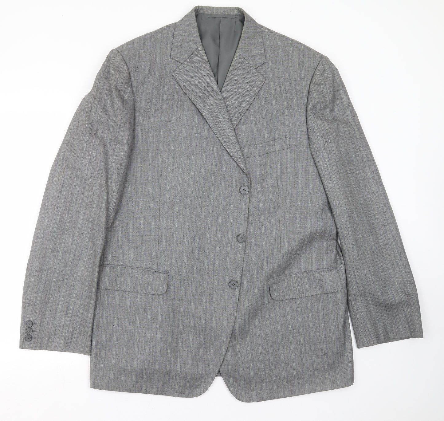 Coleman & Son Mens Grey Herringbone  Jacket Suit Jacket Size 48