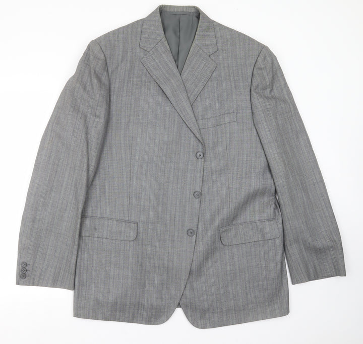 Coleman & Son Mens Grey Herringbone  Jacket Suit Jacket Size 48