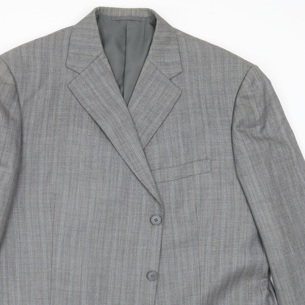 Coleman & Son Mens Grey Herringbone  Jacket Suit Jacket Size 48