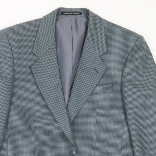 GREENWOODS Mens Green Houndstooth  Jacket Suit Jacket Size 42
