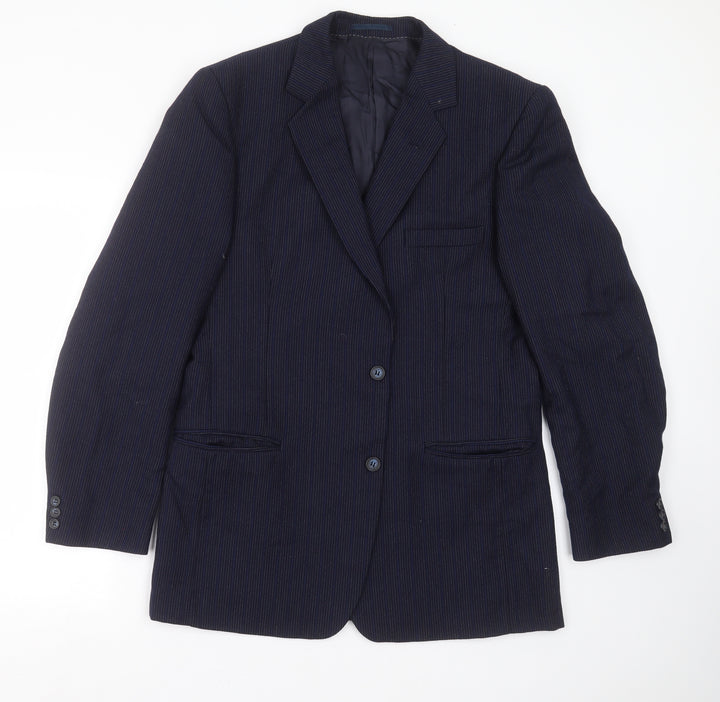 wilf curry Mens Blue Striped  Jacket Suit Jacket Size 42