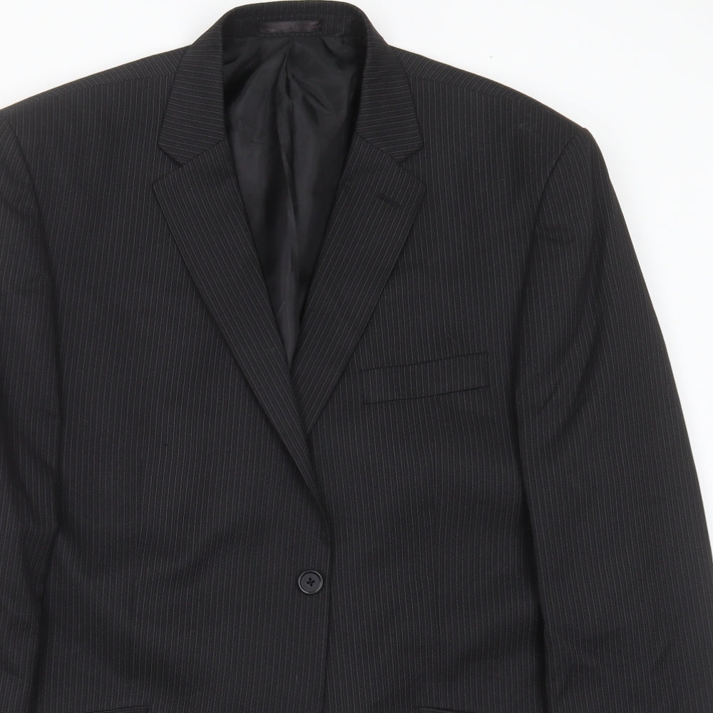 F&F Mens Black Striped  Jacket Suit Jacket Size 44