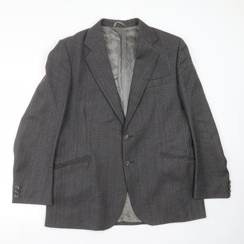 Preworn Mens Grey Striped  Jacket Suit Jacket Size 42
