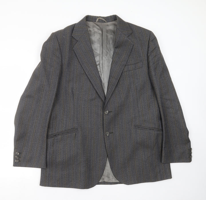 Preworn Mens Grey Striped Jacket Suit Jacket Size 42