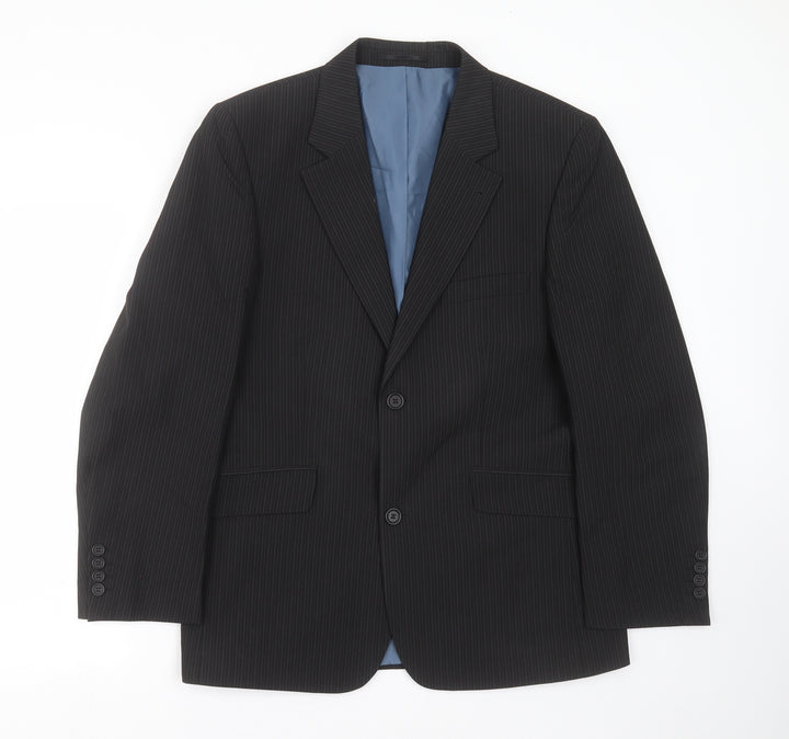 George Mens Black Striped  Jacket Suit Jacket Size 40
