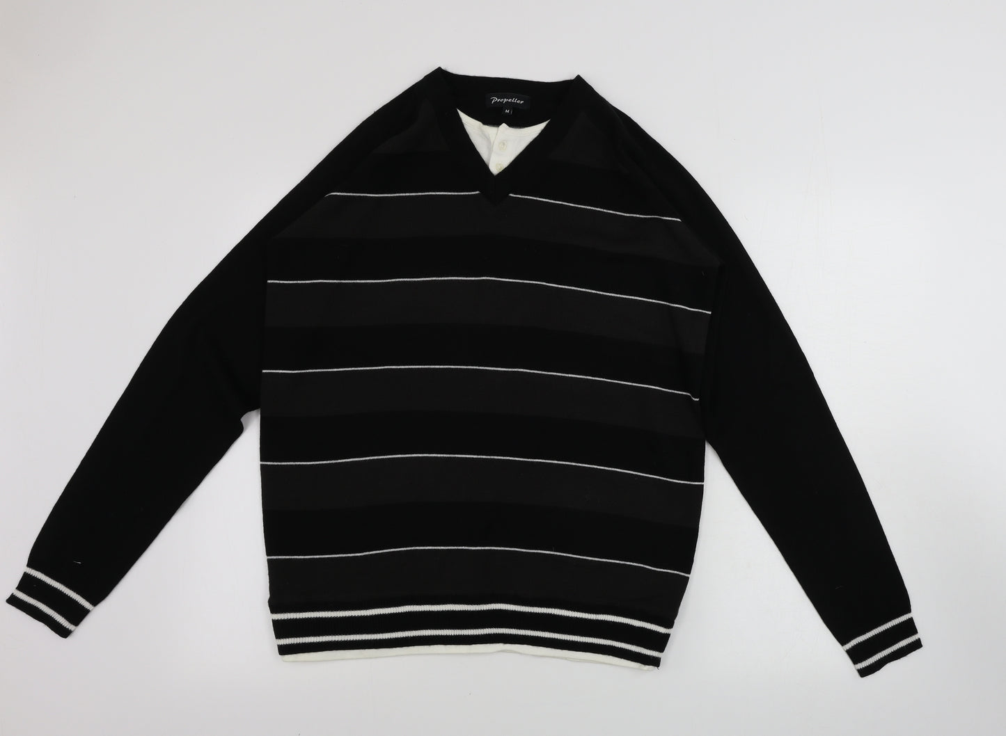 PROPELLER  Womens Black Striped  Pullover Jumper Size M