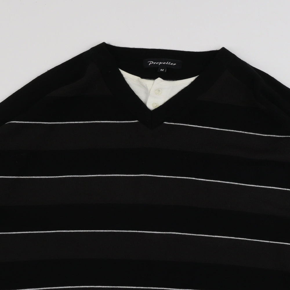 PROPELLER  Womens Black Striped  Pullover Jumper Size M