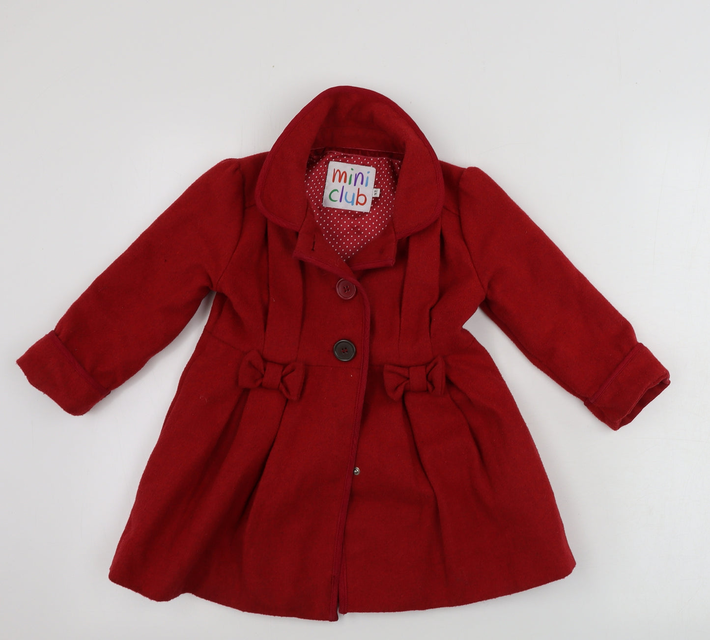 Mini Club Girls Red   Jacket Coat Size 2-3 Years
