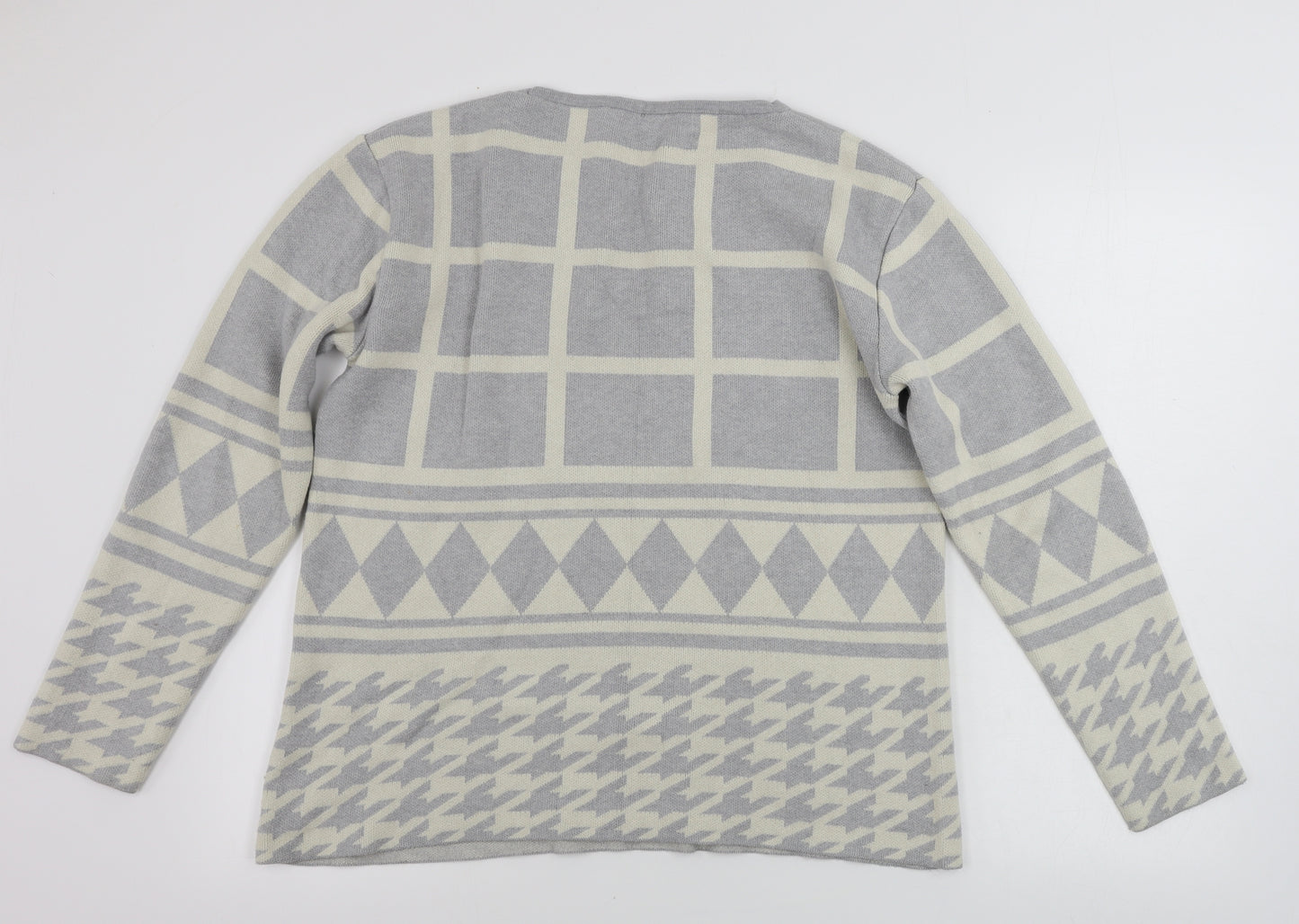 Marks and Spencer  Womens Grey Geometric  Pullover Jumper Size 14