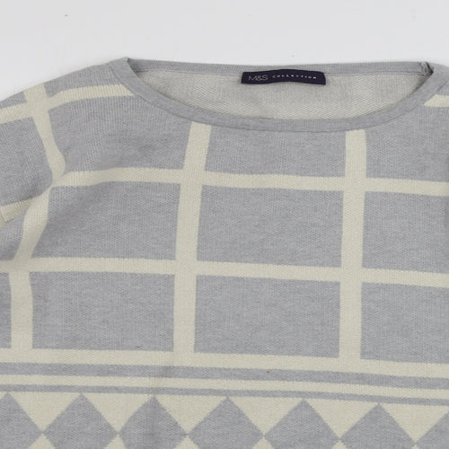 Marks and Spencer  Womens Grey Geometric  Pullover Jumper Size 14
