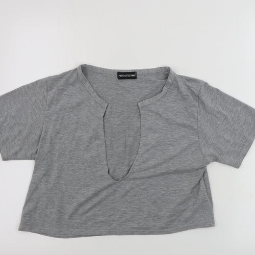 PRETTYLITTLETHING Womens Grey   Basic T-Shirt Size 12