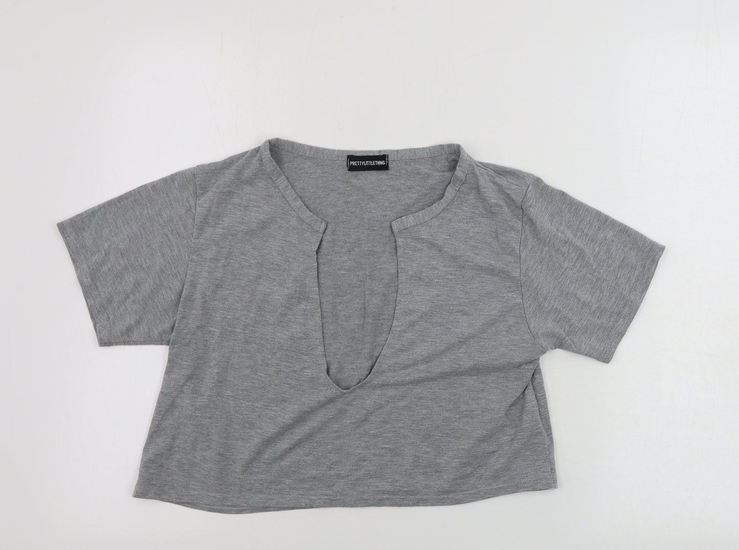 PRETTYLITTLETHING Womens Grey   Basic T-Shirt Size 12
