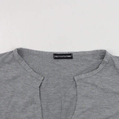 PRETTYLITTLETHING Womens Grey   Basic T-Shirt Size 12