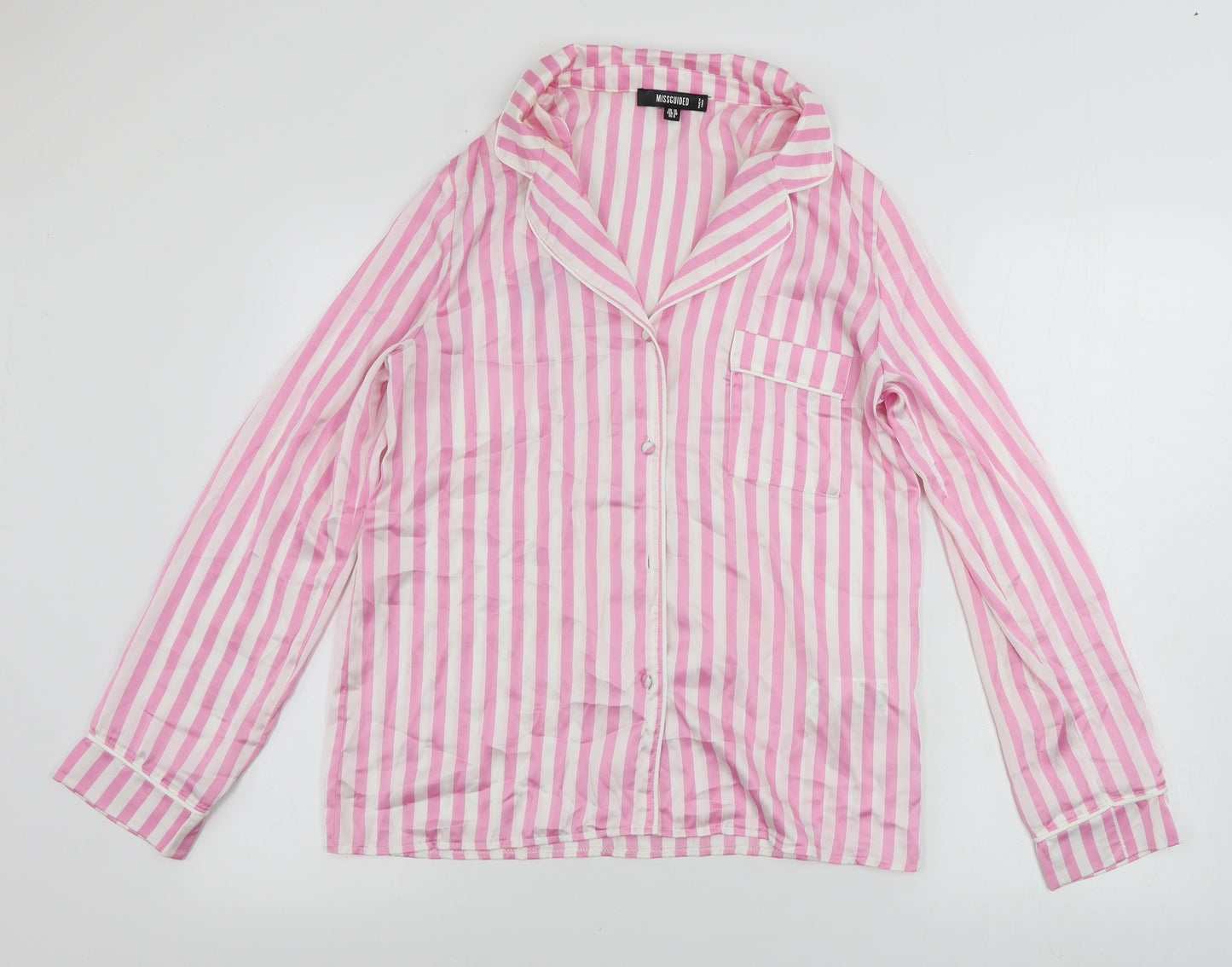 Missguided  Womens White Striped  Top Pyjama Top Size 10