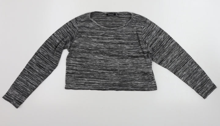 Boohoo Womens Grey Basic T-Shirt Size 10