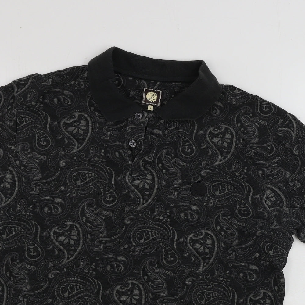 Pretty Green  Mens Grey Floral   Polo Size L