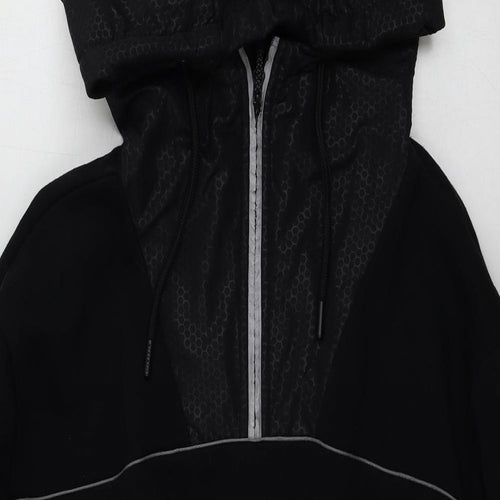 McKenzie Mens Black Houndstooth  Henley Hoodie Size 2XL
