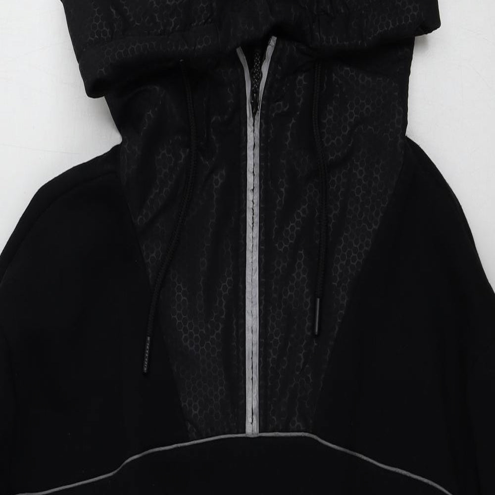 McKenzie Mens Black Houndstooth  Henley Hoodie Size 2XL