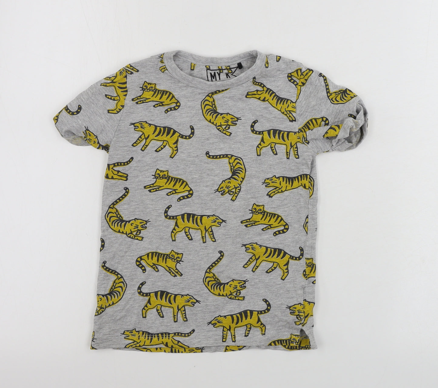 My k Boys Grey Animal Print  Basic T-Shirt Size 4-5 Years
