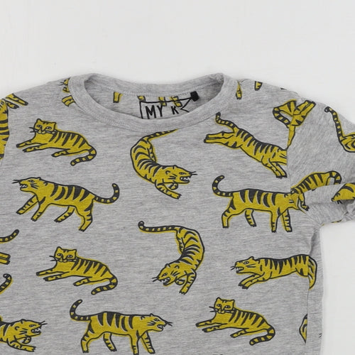 My k Boys Grey Animal Print  Basic T-Shirt Size 4-5 Years