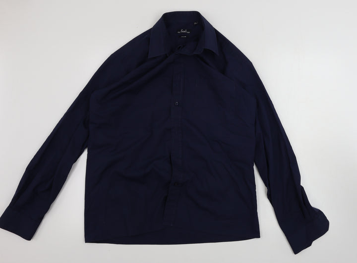 Premier Mens Blue Button-Up Size 15.5