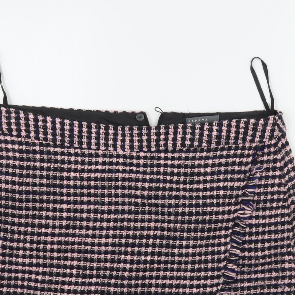 Papaya Womens Orange Check  A-Line Skirt Size 16