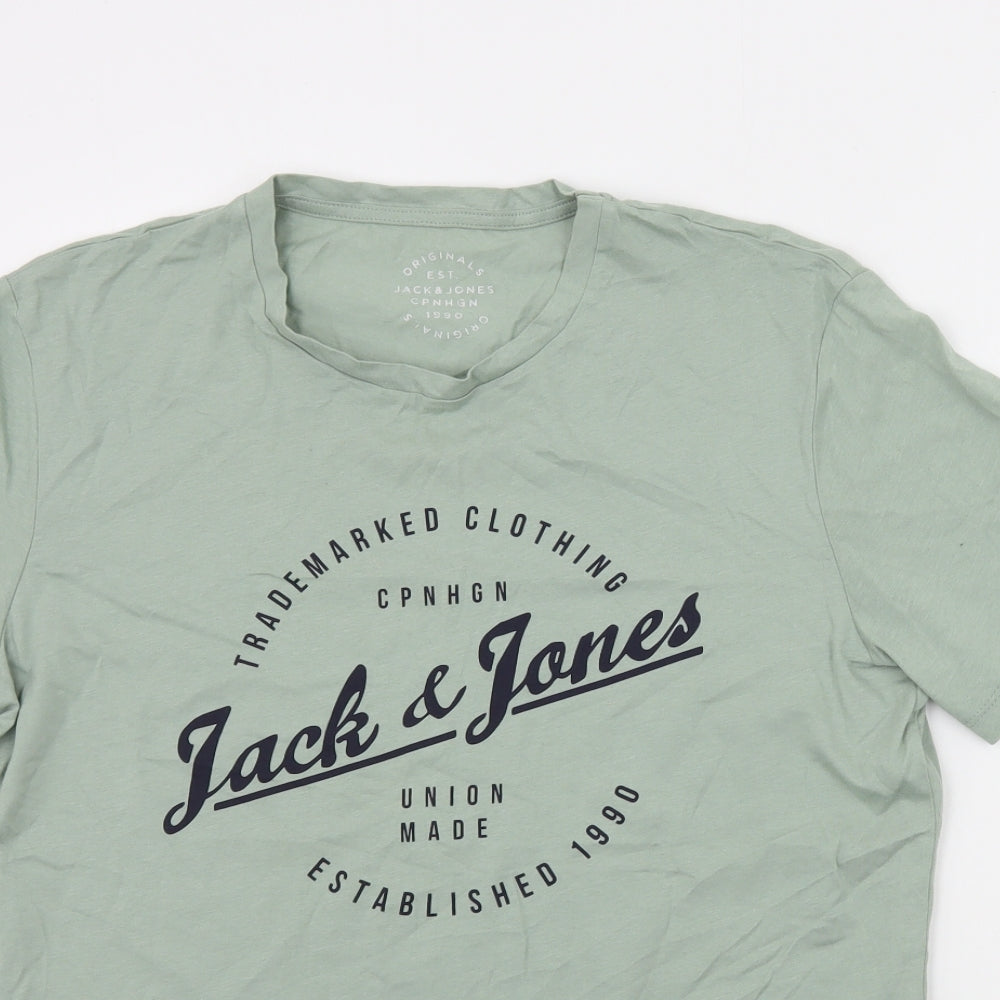 JACK AND JONES Mens Green    T-Shirt Size M