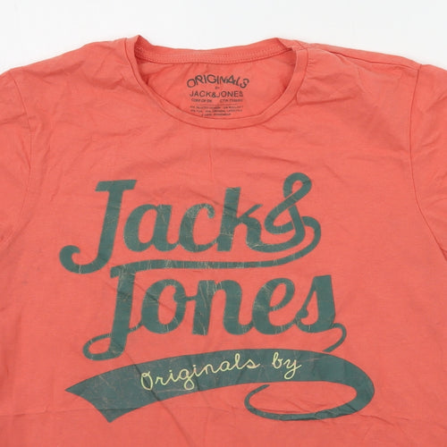 JACK AND JONES Mens Orange    T-Shirt Size M
