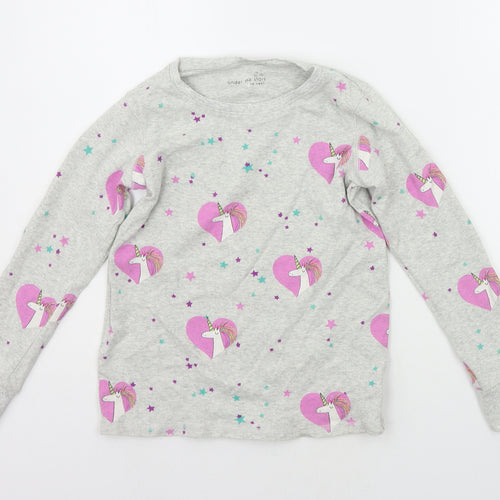 NEXT Girls Grey Floral  Top Pyjama Top Size 9 Years  - UNICORN