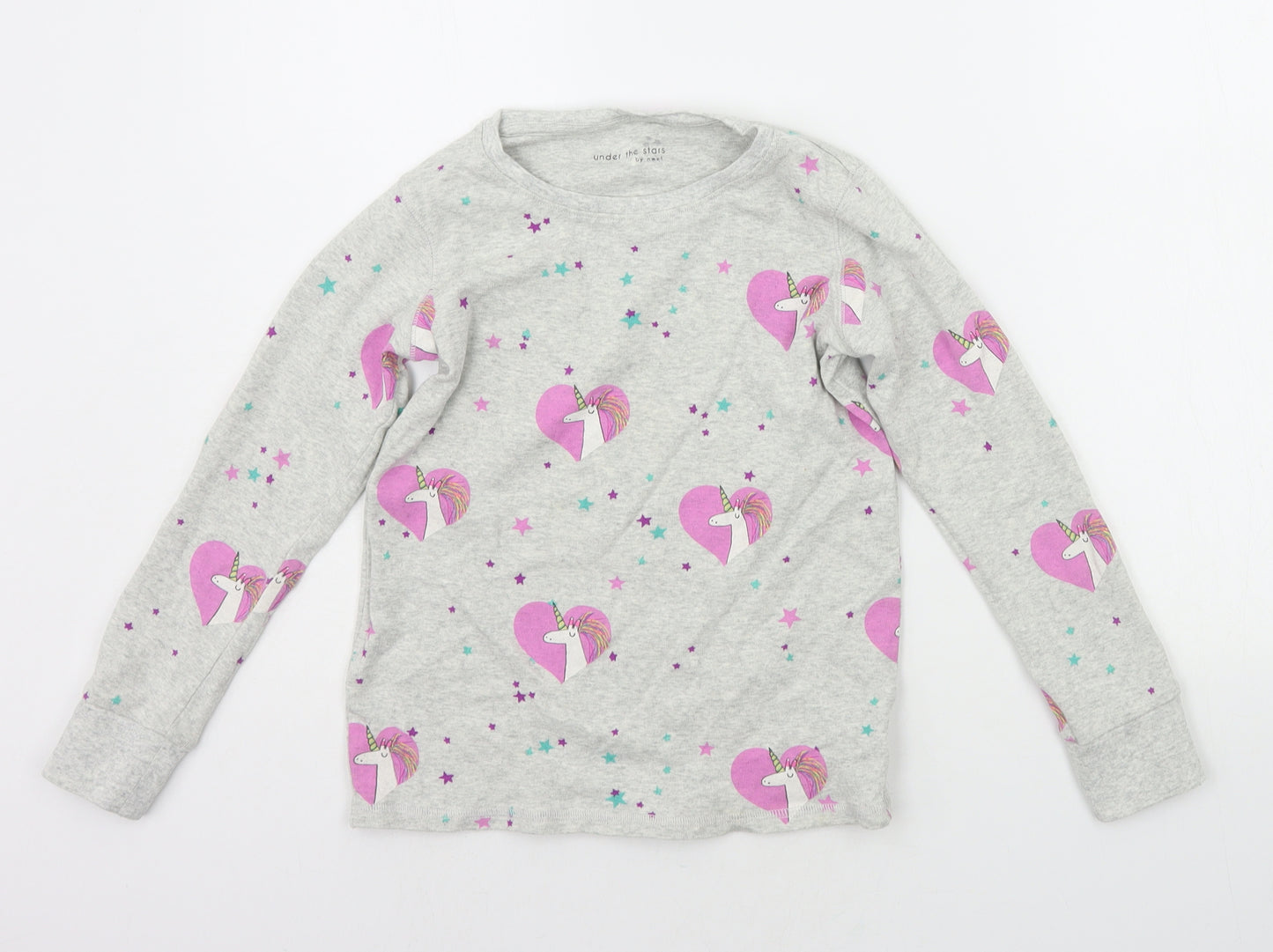 NEXT Girls Grey Floral  Top Pyjama Top Size 9 Years  - UNICORN